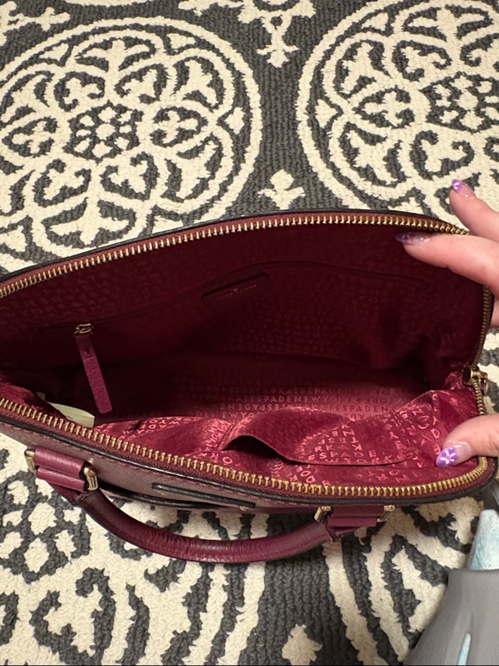kate spade Pebbled Dome Satchel in Burgundy - Picture 3 of 4